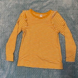 Old Navy, mustard yellow striped shirt